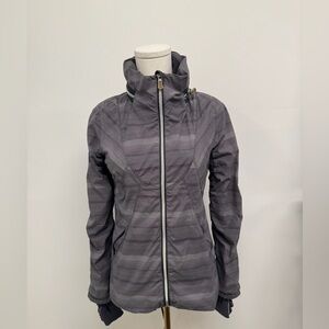 Athleta Women's Gray Striped Ski Jacket